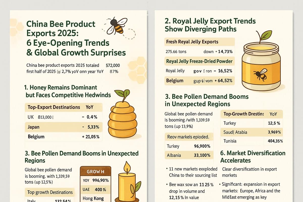 Exportações de produtos apícolas da China em 2025: estatísticas surpreendentes e as 6 principais tendências
