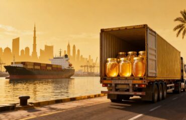 Dostawa miodu Delee do Iraku, prezentująca naturalny eksport miodu i globalną współpracę handlową