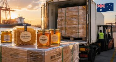 Comb Honey Export shipment to Australia with refrigerated premium bee honey containers