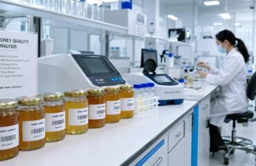 Honigqualitätsprüfung-Labor-HMF-Diastase-Delee Honigqualitätsprüflabor bei Delee zeigt HMF-Diastase- und Feuchtigkeitsanalyse