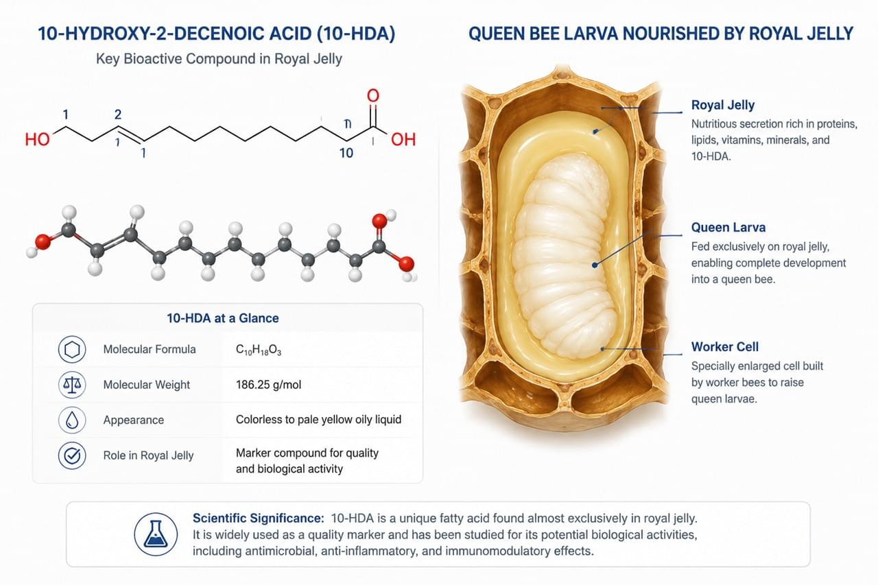 10-HDA compound in royal jelly — the key bioactive marker for quality testing