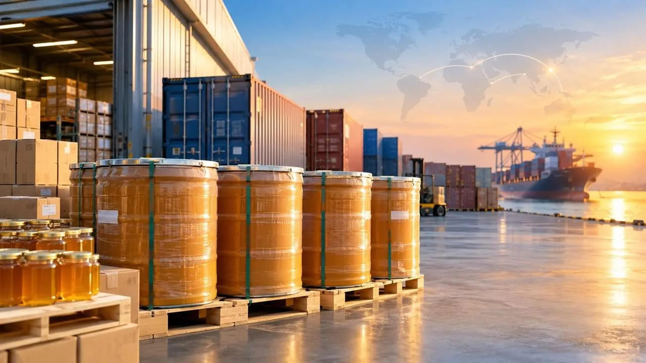 exportación de miel a Arabia Saudita – cuatro contenedores de miel premium listos para envío internacional